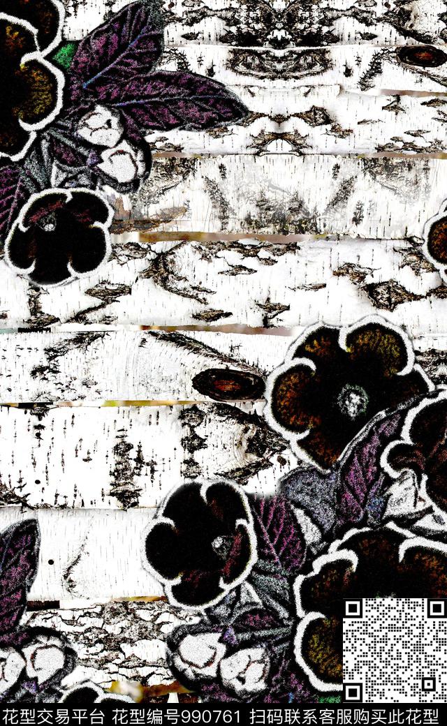 数码华亿平台大花定位花数码印花华亿平台下载（图片编号: 990761） - 瓦栏（Walan）