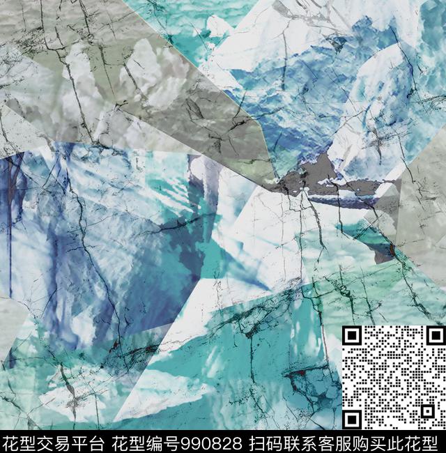 抽象男装几何大理石数码印花华亿平台下载（图片编号: 990828） - 瓦栏（Walan）