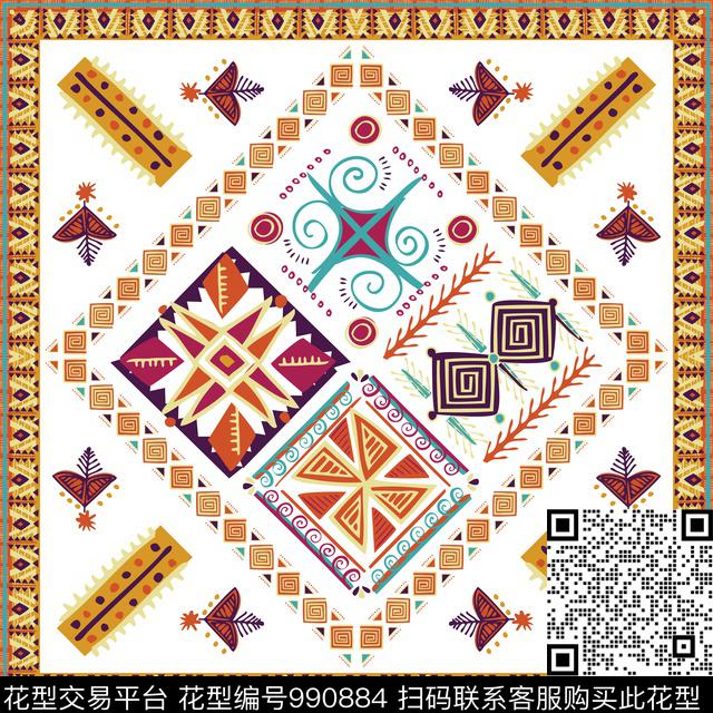 数码华亿平台围巾民族风传统印花华亿平台下载（图片编号: 990884） - 瓦栏（Walan）