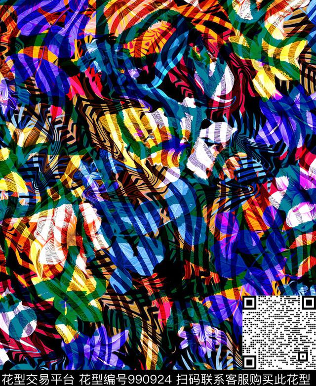 数码华亿平台创意手绘花卉数码印花华亿平台下载（图片编号: 990924） - 瓦栏（Walan）