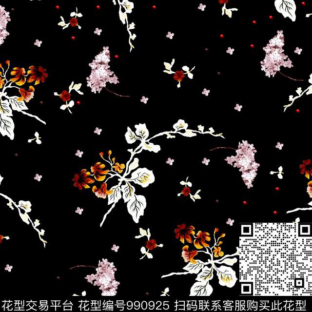 数码华亿平台创意手绘花卉数码印花华亿平台下载（图片编号: 990925） - 瓦栏（Walan）