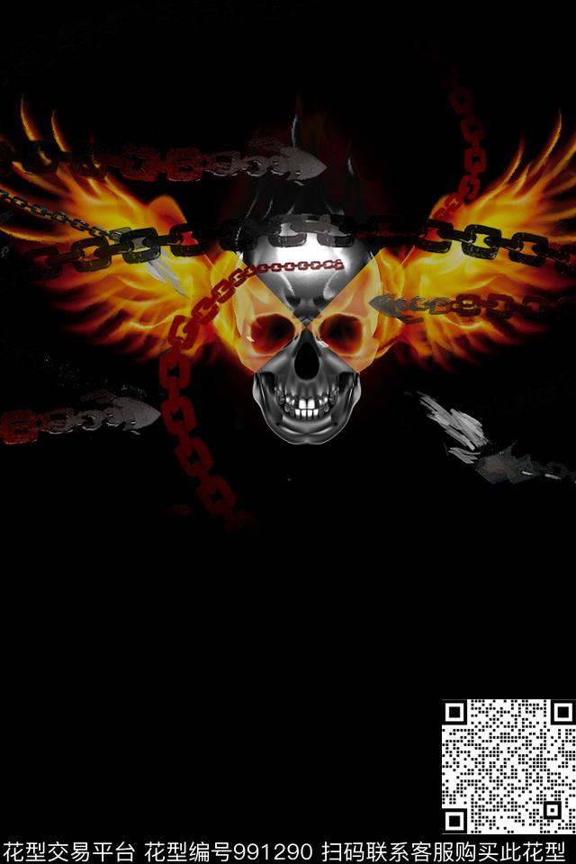 卡通骷髅男装数码印花华亿平台下载（图片编号: 991290） - 瓦栏（Walan）