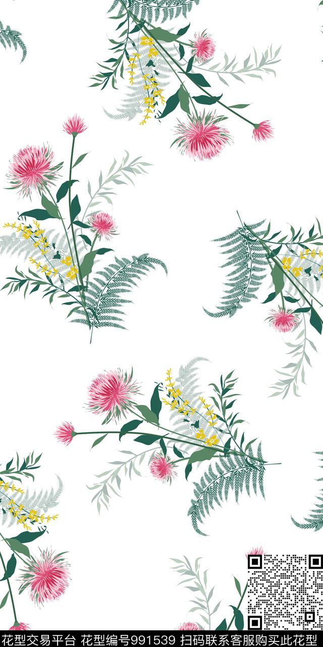 小碎花花卉清爽底花卉传统印花华亿平台下载（图片编号: 991539） - 瓦栏（Walan）