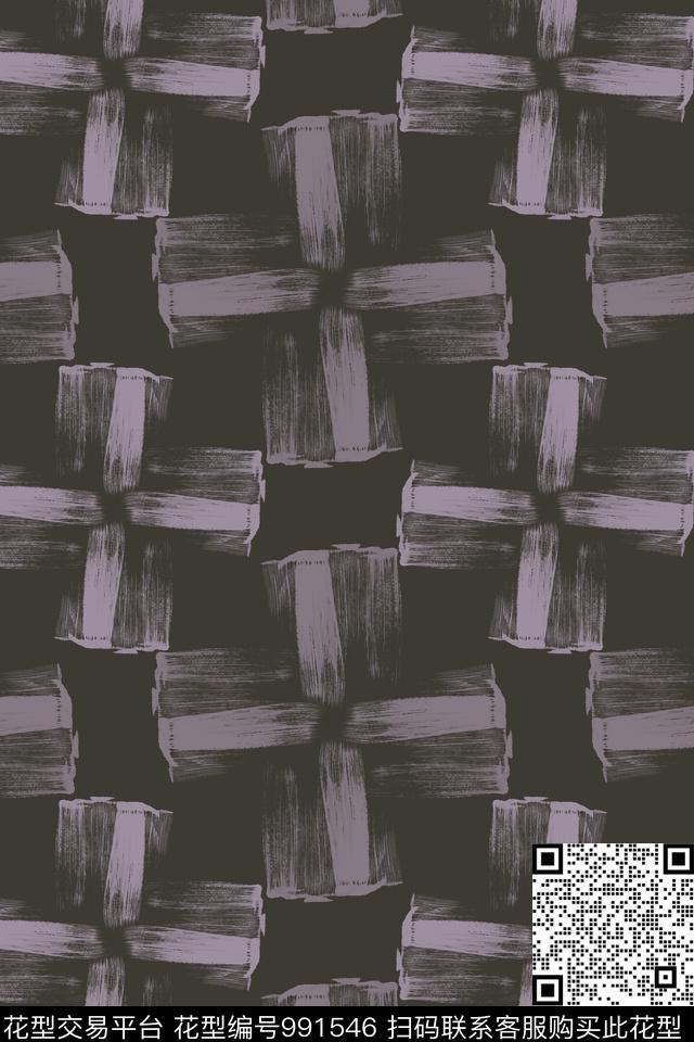 格子图案手绘线条笔触男装休闲花卉传统印花华亿平台下载（图片编号: 991546） - 瓦栏（Walan）