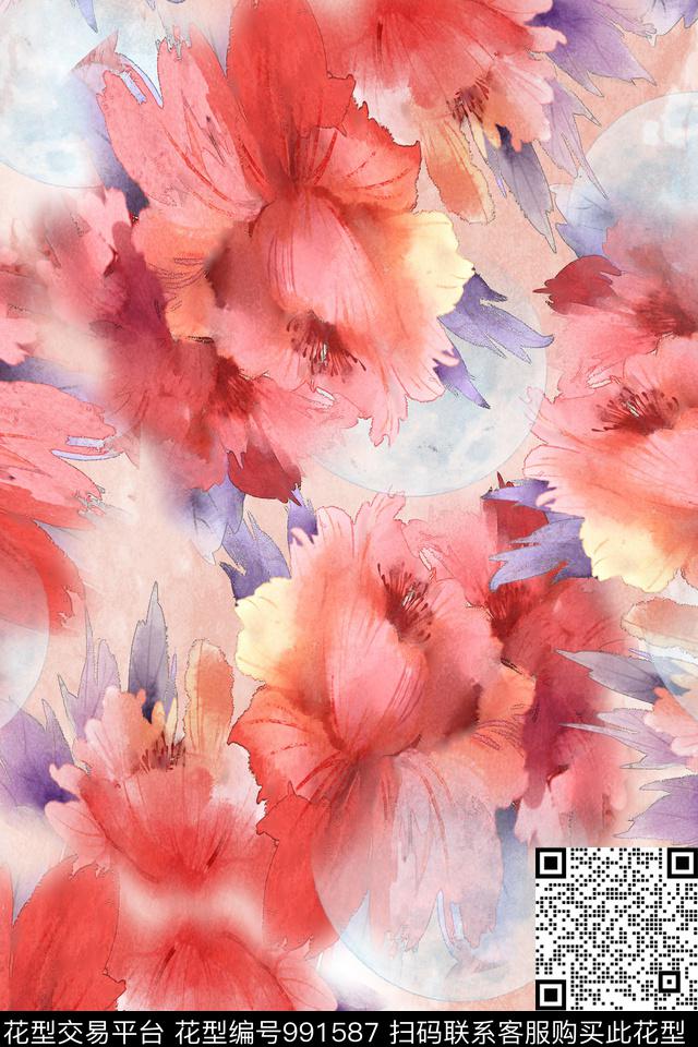 数码华亿平台大花女装数码印花华亿平台下载（图片编号: 991587） - 瓦栏（Walan）