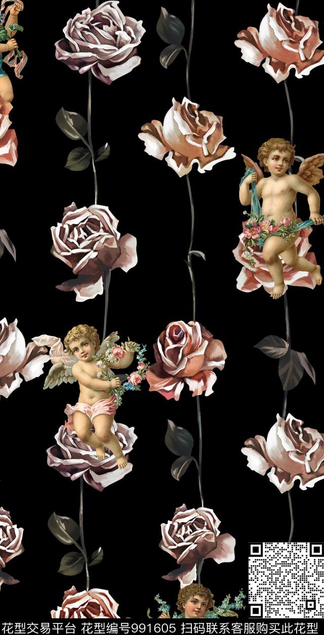 趣味花卉花卉人物数码印花华亿平台下载（图片编号: 991605） - 瓦栏（Walan）