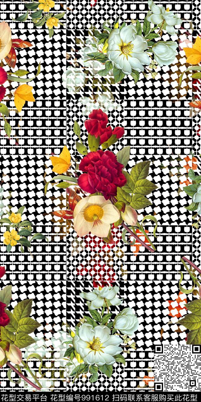 数码华亿平台千鸟格油画华亿平台数码印花华亿平台下载（图片编号: 991612） - 瓦栏（Walan）