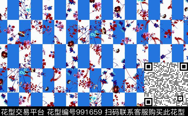 抽象花卉几何传统印花华亿平台下载（图片编号: 991659） - 瓦栏（Walan）