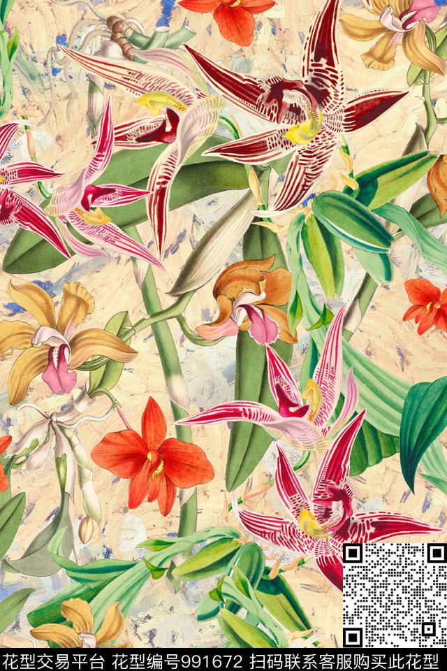 数码华亿平台肌理大花数码印花华亿平台下载（图片编号: 991672） - 瓦栏（Walan）