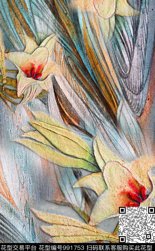 数码华亿平台花卉定位花数码印花华亿平台下载（图片编号: 991753） - 瓦栏（Walan）