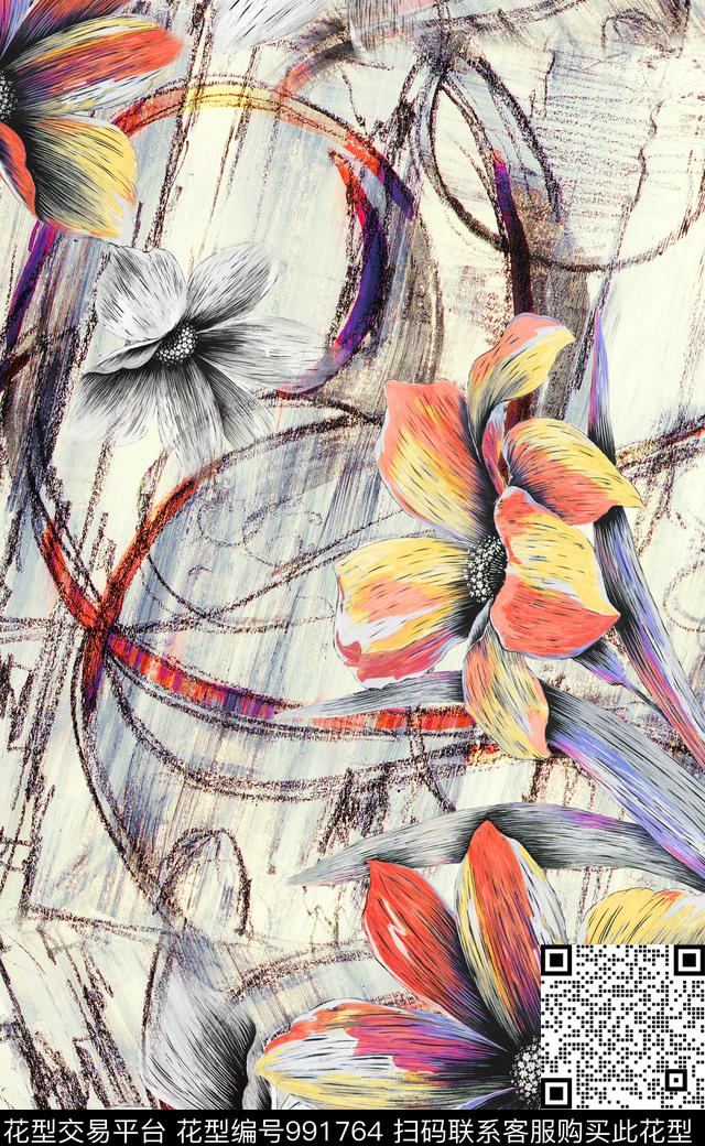 数码华亿平台花卉定位花数码印花华亿平台下载（图片编号: 991764） - 瓦栏（Walan）