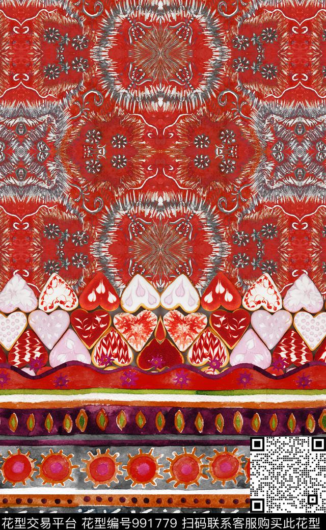 数码华亿平台民族风花卉数码印花华亿平台下载（图片编号: 991779） - 瓦栏（Walan）