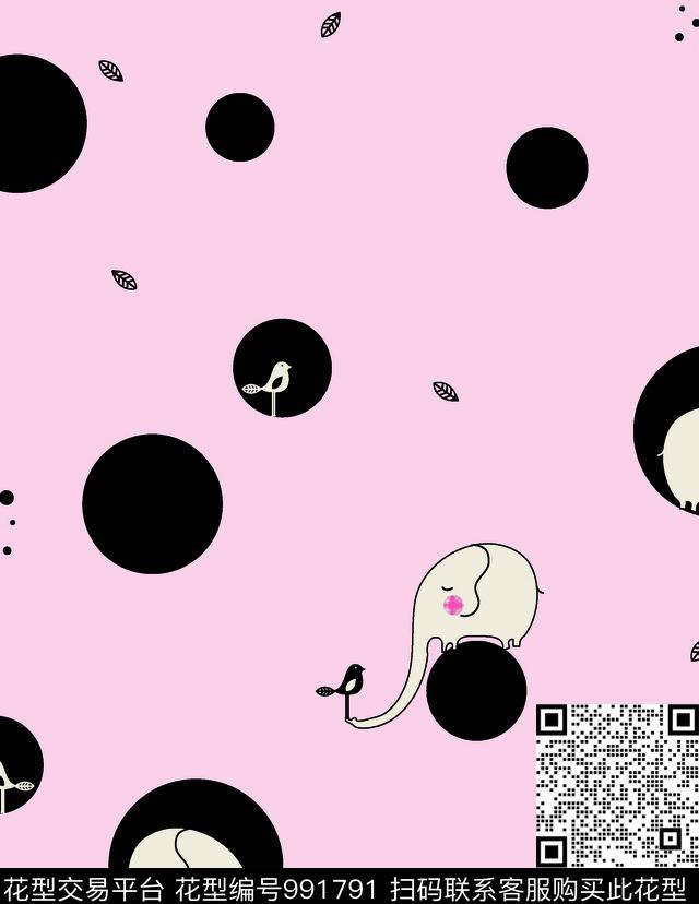 卡通动物少女抽象传统印花华亿平台下载（图片编号: 991791） - 瓦栏（Walan）