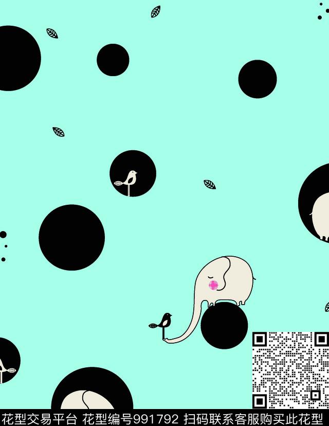 卡通动物少女抽象传统印花华亿平台下载（图片编号: 991792） - 瓦栏（Walan）