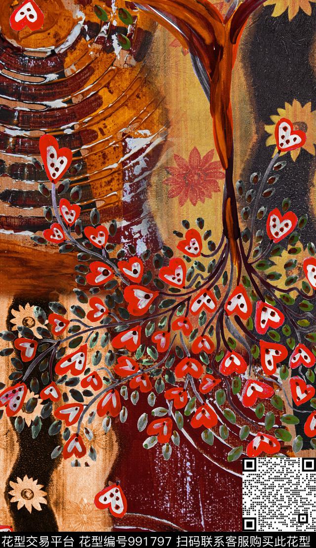 数码华亿平台民族风花卉数码印花华亿平台下载（图片编号: 991797） - 瓦栏（Walan）