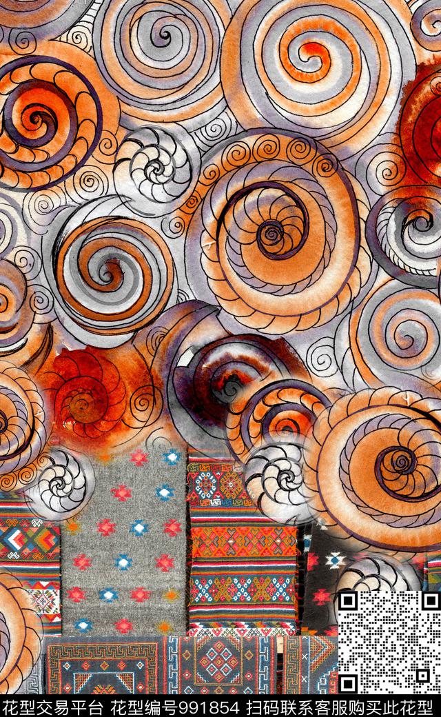 数码华亿平台民族风花卉数码印花华亿平台下载（图片编号: 991854） - 瓦栏（Walan）