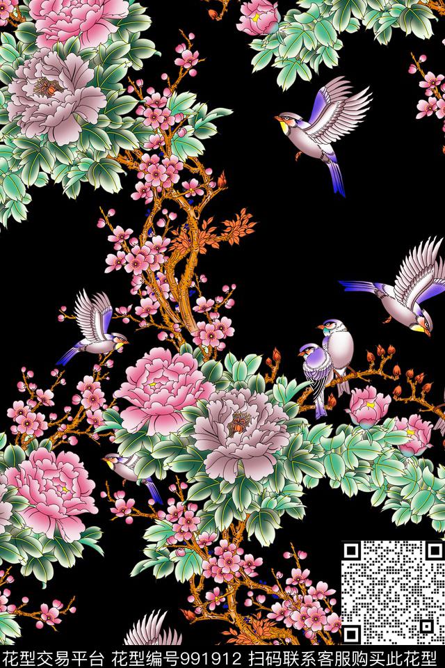 数码华亿平台春夏华亿平台手绘花卉数码印花华亿平台下载（图片编号: 991912） - 瓦栏（Walan）