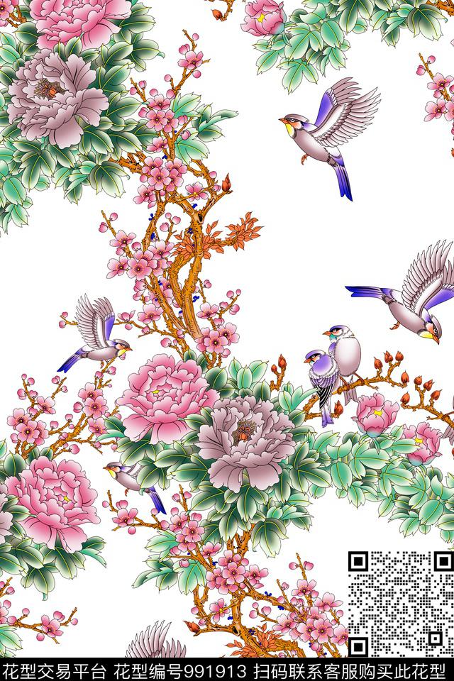 数码华亿平台春夏华亿平台手绘花卉数码印花华亿平台下载（图片编号: 991913） - 瓦栏（Walan）