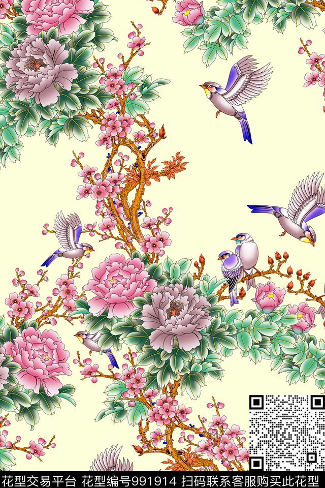 数码华亿平台春夏华亿平台手绘花卉数码印花华亿平台下载（图片编号: 991914） - 瓦栏（Walan）