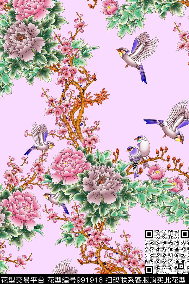 数码华亿平台春夏华亿平台手绘花卉数码印花华亿平台下载（图片编号: 991916） - 瓦栏（Walan）