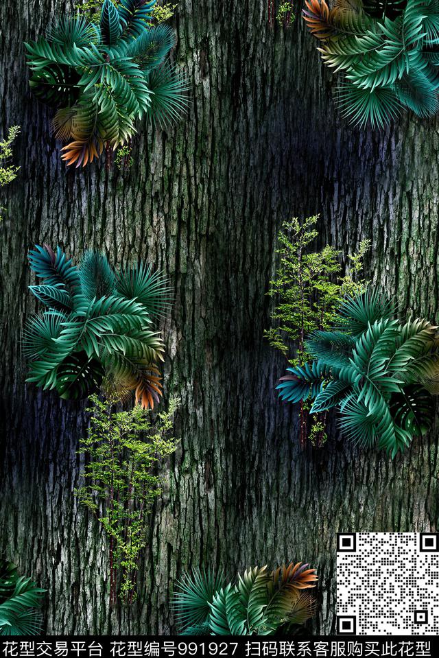 男装树纹绿植数码印花华亿平台下载（图片编号: 991927） - 瓦栏（Walan）