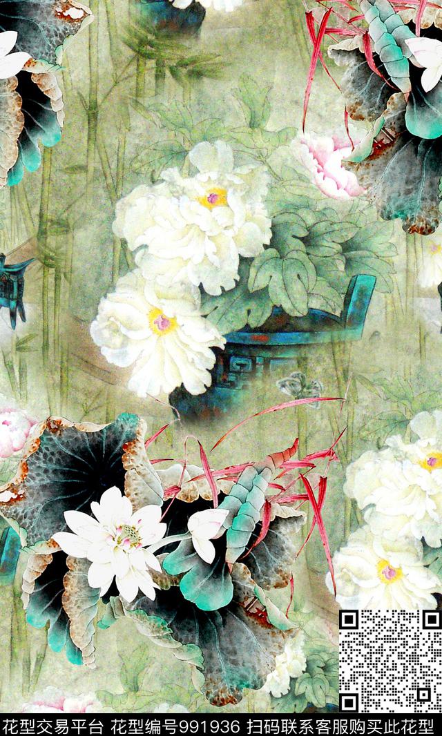 春夏华亿平台绣花华亿平台水墨风数码印花华亿平台下载（图片编号: 991936） - 瓦栏（Walan）