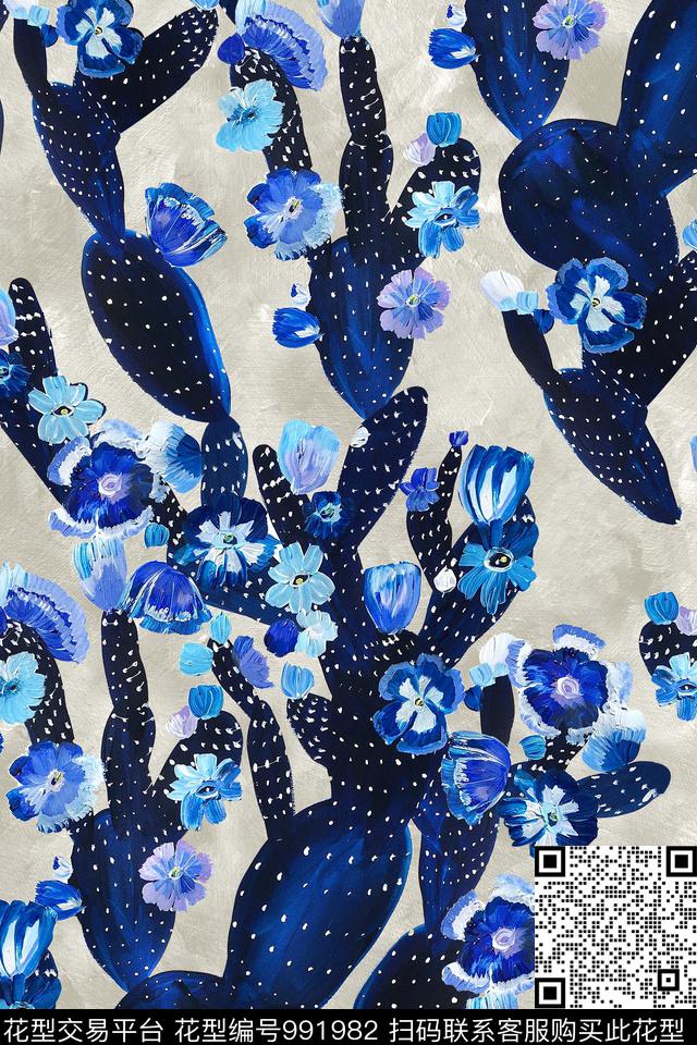 仙人掌热带华亿平台油画华亿平台数码印花华亿平台下载（图片编号: 991982） - 瓦栏（Walan）