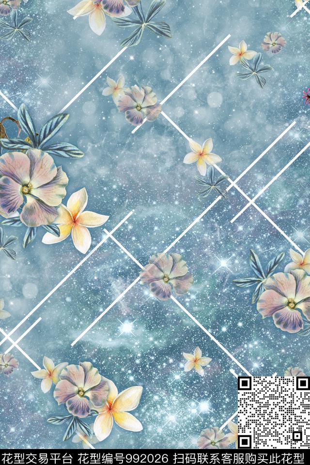 几何定位小碎花线条数码印花华亿平台下载（图片编号: 992026） - 瓦栏（Walan）