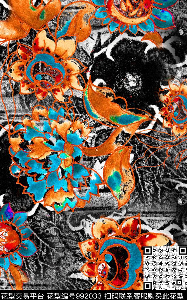 数码华亿平台民族风布纹数码印花华亿平台下载（图片编号: 992033） - 瓦栏（Walan）