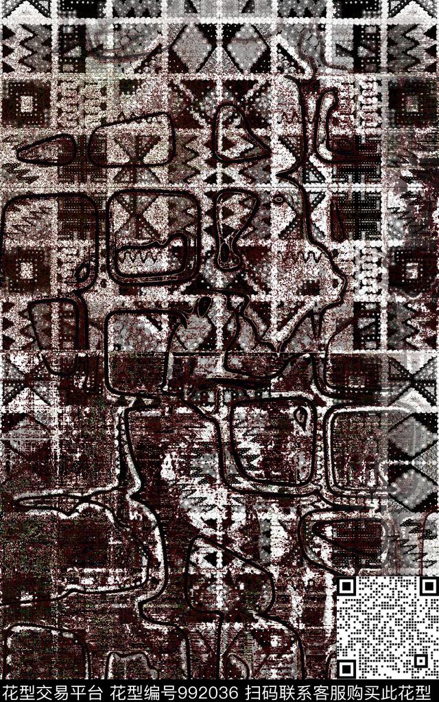 数码华亿平台民族风布纹数码印花华亿平台下载（图片编号: 992036） - 瓦栏（Walan）