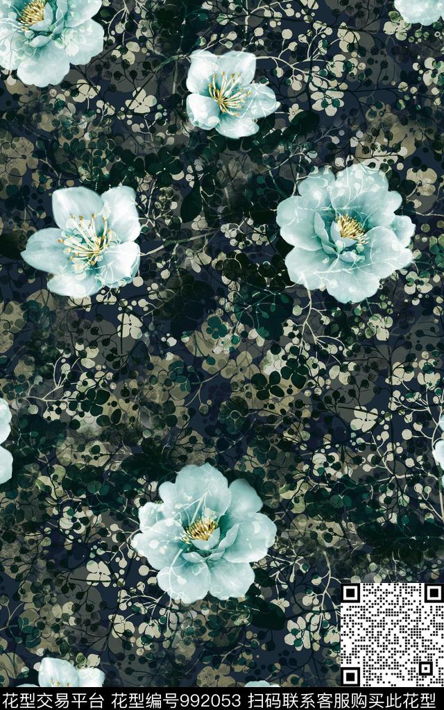 民族风抽象花卉数码印花华亿平台下载（图片编号: 992053） - 瓦栏（Walan）