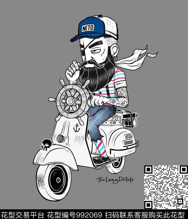 卡通男装定位花数码印花华亿平台下载（图片编号: 992069） - 瓦栏（Walan）