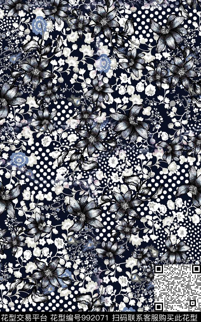 民族风花卉复古数码印花华亿平台下载（图片编号: 992071） - 瓦栏（Walan）