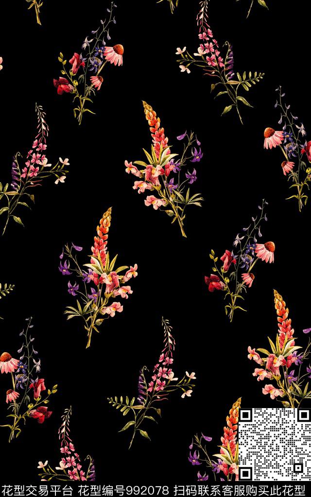 民族风花卉复古数码印花华亿平台下载（图片编号: 992078） - 瓦栏（Walan）