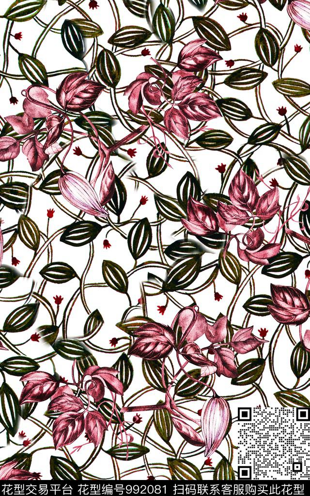 花卉复古大牌风数码印花华亿平台下载（图片编号: 992081） - 瓦栏（Walan）