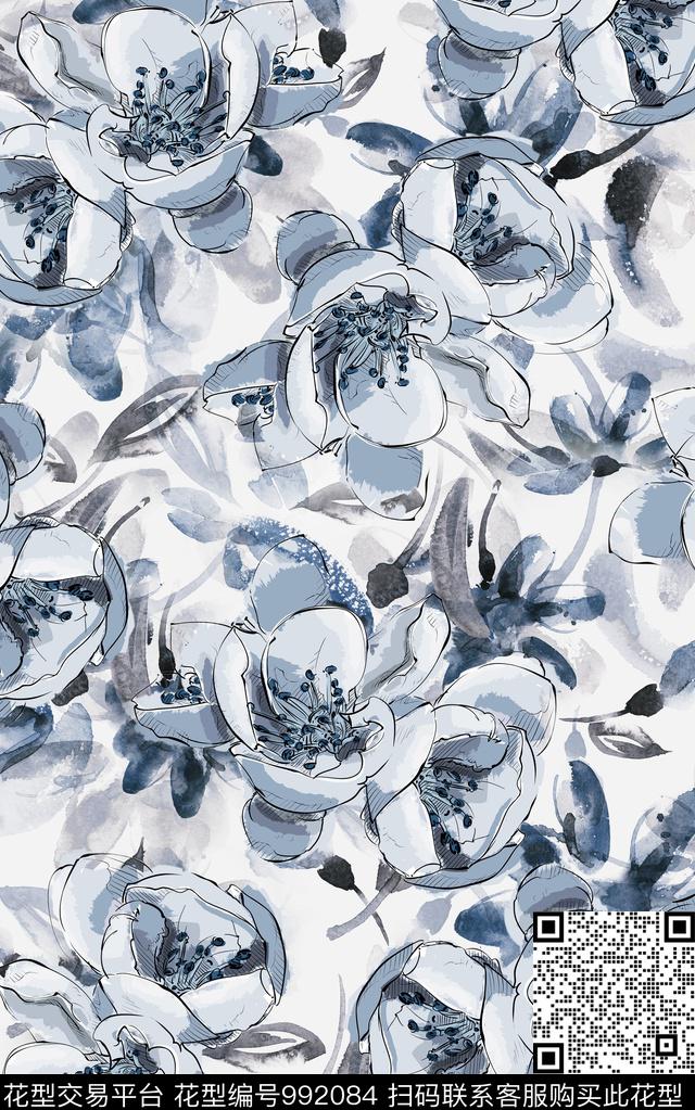 花卉复古大牌风数码印花华亿平台下载（图片编号: 992084） - 瓦栏（Walan）