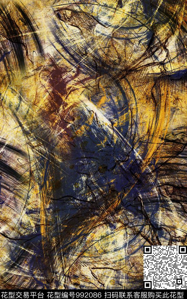 民族风抽象复古数码印花华亿平台下载（图片编号: 992086） - 瓦栏（Walan）