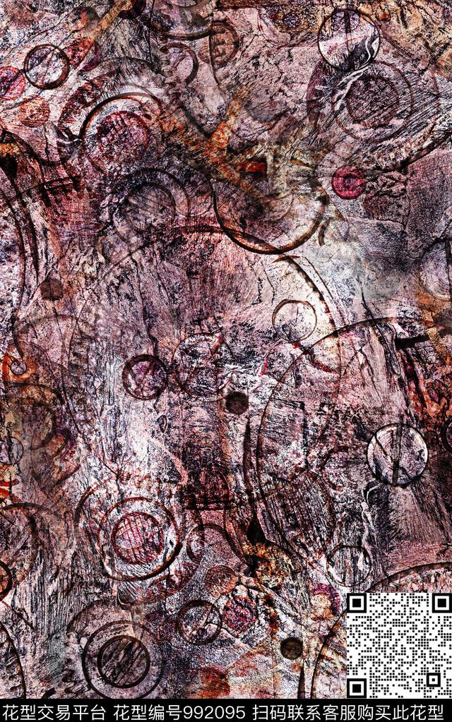 民族风抽象花卉数码印花华亿平台下载（图片编号: 992095） - 瓦栏（Walan）