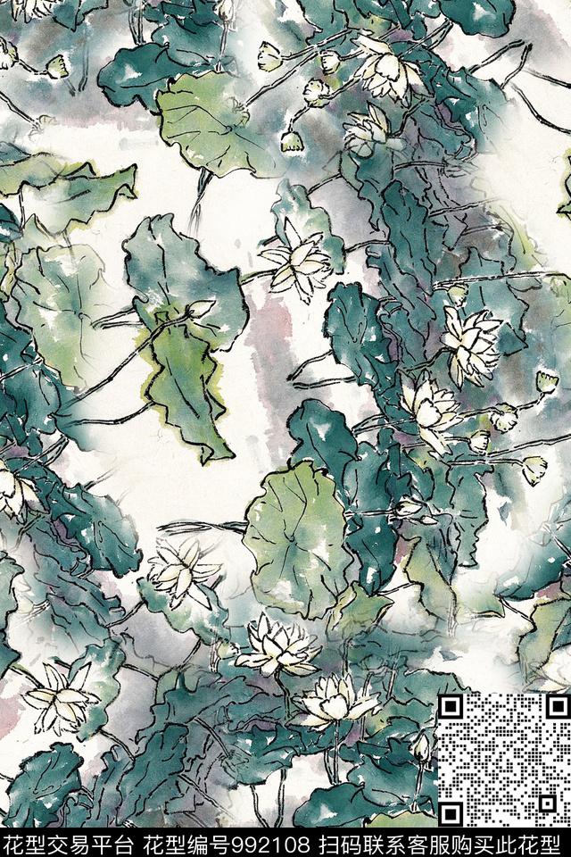 抽象满版散花几何数码印花华亿平台下载（图片编号: 992108） - 瓦栏（Walan）