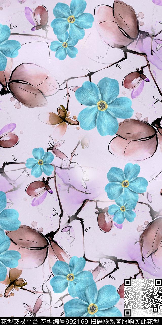 数码华亿平台水彩花卉手绘花卉数码印花华亿平台下载（图片编号: 992169） - 瓦栏（Walan）