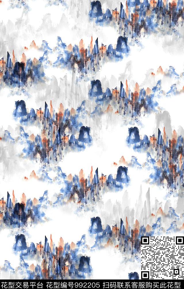 数码华亿平台肌理水墨风数码印花华亿平台下载（图片编号: 992205） - 瓦栏（Walan）