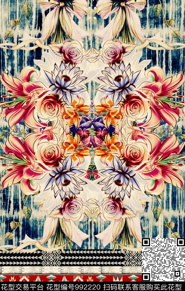 民族风花卉复古数码印花华亿平台下载（图片编号: 992220） - 瓦栏（Walan）
