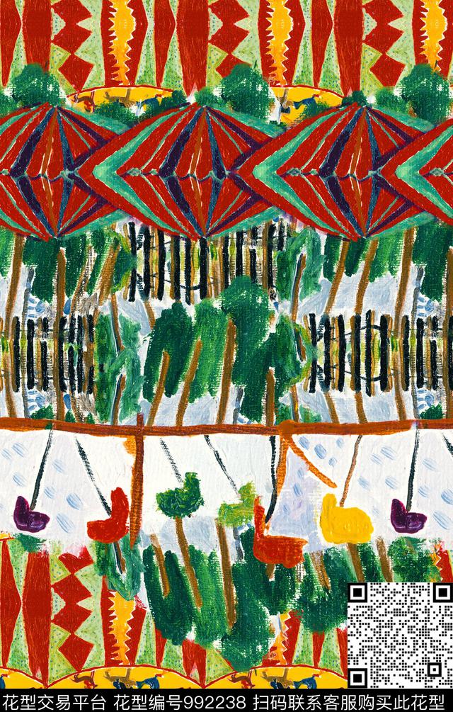 波西米亚手绘花卉炫彩数码印花华亿平台下载（图片编号: 992238） - 瓦栏（Walan）