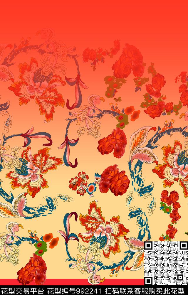 数码华亿平台民族风定位花数码印花华亿平台下载（图片编号: 992241） - 瓦栏（Walan）