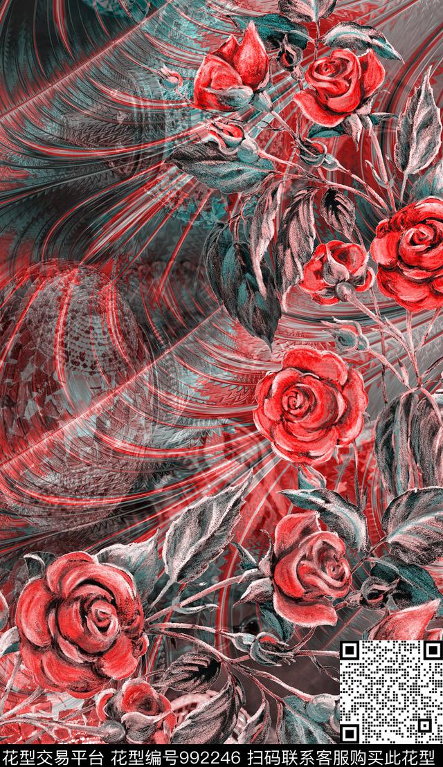 民族风花卉复古数码印花华亿平台下载（图片编号: 992246） - 瓦栏（Walan）