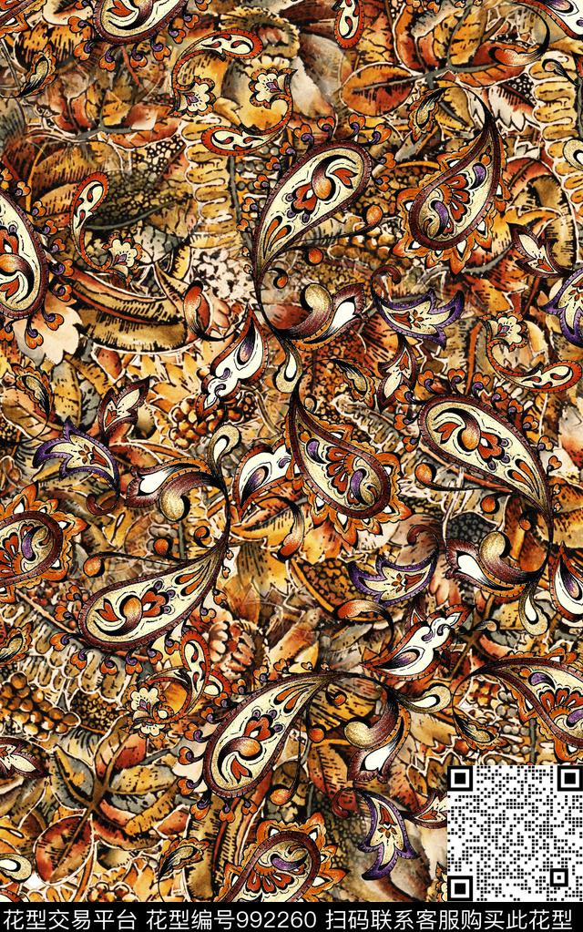 民族风抽象复古数码印花华亿平台下载（图片编号: 992260） - 瓦栏（Walan）
