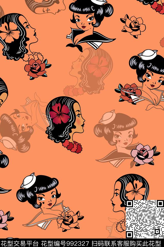 人物花卉卡通人物数码印花华亿平台下载（图片编号: 992327） - 瓦栏（Walan）