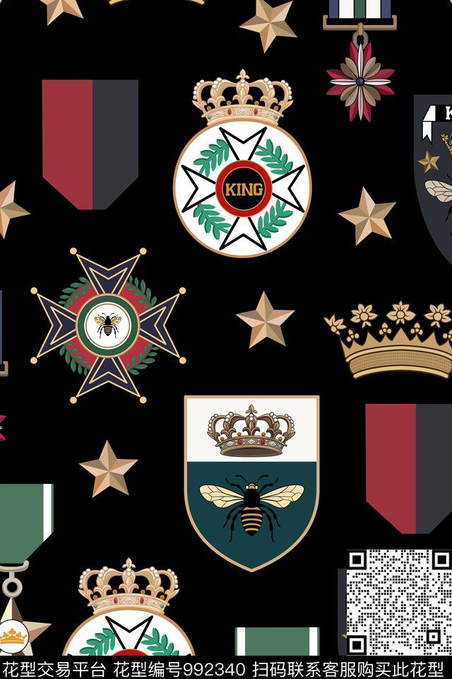 男装徽章珠宝宝石数码印花华亿平台下载（图片编号: 992340） - 瓦栏（Walan）