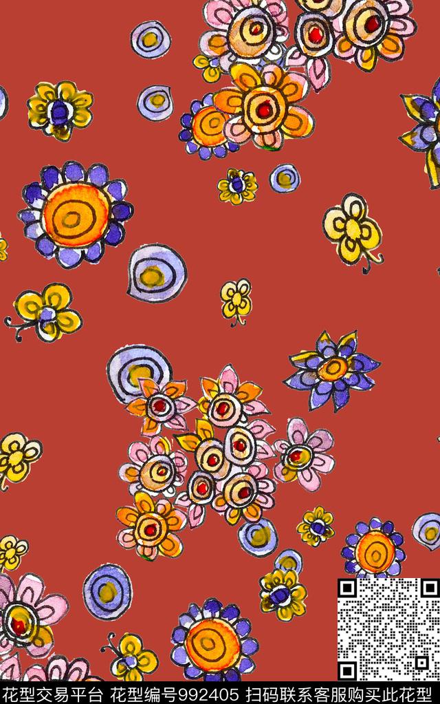 小碎花肌理笔触数码印花华亿平台下载（图片编号: 992405） - 瓦栏（Walan）