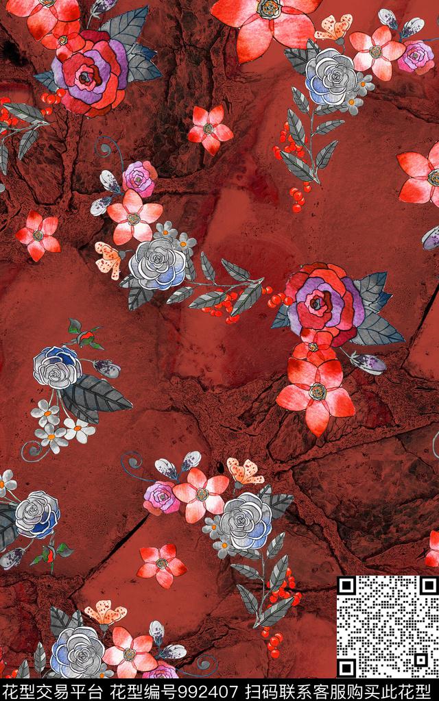 小碎花肌理笔触数码印花华亿平台下载（图片编号: 992407） - 瓦栏（Walan）